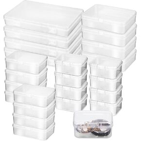 DIYEAH Small Clear Plastic Storage Container 24Pcs Storage Boxes with Lids Small Storage Containers Craft Beads Holder Cases