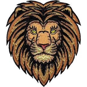 Lion Patch Embroidered Iron-On Applique Roaring African Safari Striped Souvenir