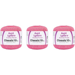 Aunt Lydia Classic French Rose Crochet - 3 Pack of 350y/320m - Cotton - Gauge 10 - Crochet