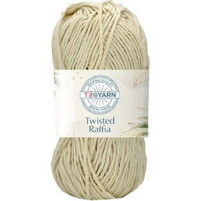 Troyarn Twisted Raffia Yarn لصياغة وتصميم ، Raffia للمشاريع الإبداعية ، حقيبة شاطئية ناعمة ، قبعة ، حقائب يدوية يدوية متوسطة (4) 100 ٪ من البوليستر / 3.52 أوقية (100 جم) / 109 ياردة (100 م) (11821 - Khaki)