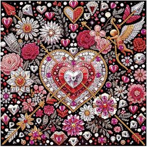 hill froeistung Special Shape Valentine's Day Diamond Art Painting Kits for Adults,Love Diamond Painting Kits for Beginners,Flowers Diamond Art Kits for Home Decor12×12inch/30×30cm
