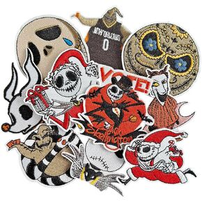 Christmas Iron on Patches, Embroidered Applique Frightened Night Iron on Patches for Clothes, Hats, Jeans, Skirts, Backpacks, Etc(11PCS)