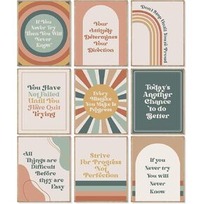 KINYEYE 9PCS Boho Positive Affirmation Classroom Posters, Motivitonal Bohemian Classroom Posters Set for Preschool Classroom, Playroom, Homeschool | 8"x10" Unframed