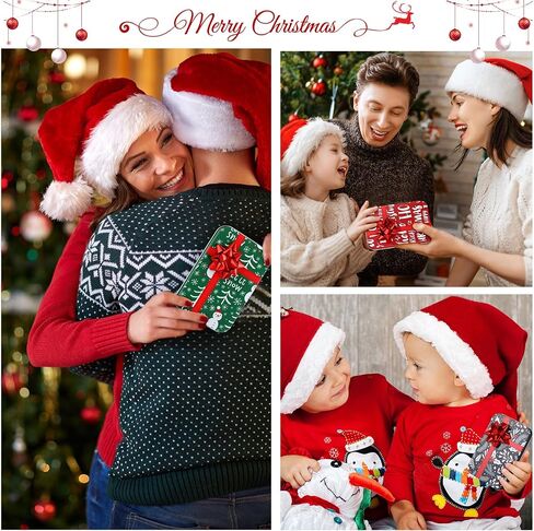 Yaocom 12 Sets Christmas Gift Card Holder Tin Boxes with Greeting Cards and 12 Gift Bows for Stocking Stuffers Xmas Party Favors,4.9 x 3.3 x 0.7 Inches in Kuwait