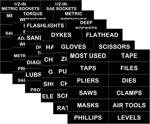 Tool Box Organization Magnetic Labels,Tool Chest Organizer Labels with Strong Magnets,Easy to Read Printing - Fits All Brands of Steel Tool Box Drawers (72 Pcs, 4 x 1 Inches) in Kuwait