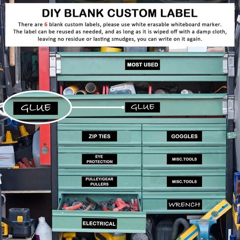 Tool Box Organization Magnetic Labels,Tool Chest Organizer Labels with Strong Magnets,Easy to Read Printing - Fits All Brands of Steel Tool Box Drawers (72 Pcs, 4 x 1 Inches) in Kuwait