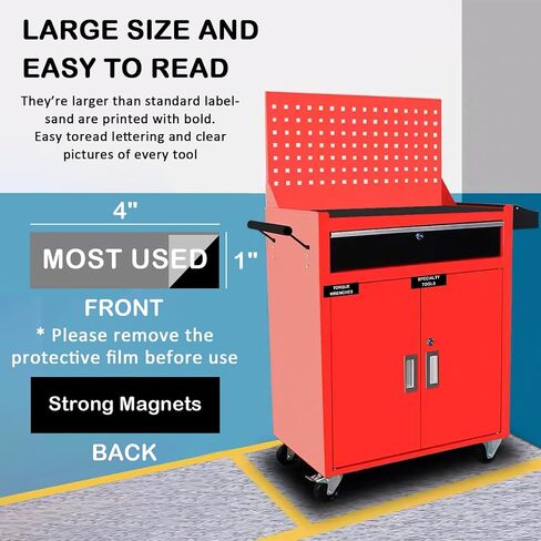 Tool Box Organization Magnetic Labels,Tool Chest Organizer Labels with Strong Magnets,Easy to Read Printing - Fits All Brands of Steel Tool Box Drawers (72 Pcs, 4 x 1 Inches) in Kuwait