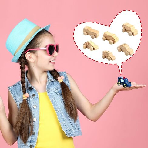 Haconba 24 Pack Diy Wooden Car Toys غير مكتملة لسيارة خشبية لطلاء السيارات الحرف الخشبية للطلاب أنشطة DIY Crafts ، 12 أنماط in Kuwait