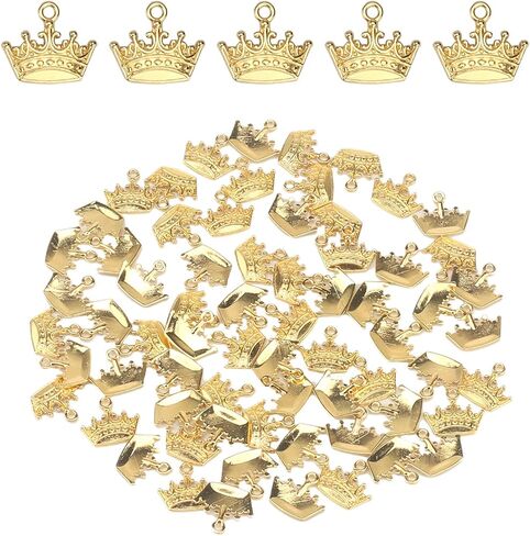 100 Pcs Crown Charms Vintage Tiara Princess Charm Pendants for Jewelry Making Necklace Bracelets Earring DIY Crafts in Kuwait