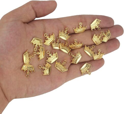 100 Pcs Crown Charms Vintage Tiara Princess Charm Pendants for Jewelry Making Necklace Bracelets Earring DIY Crafts in Kuwait