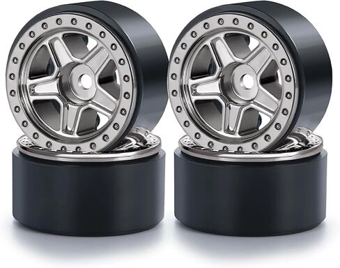 4PCS 1.0inch Wheel Rims RC Plastic 5-Spokes Beadlock Wheel Rim Hub for Axial SCX24 Deadbolt All 1/24 Scale RC Crawler Upgrade Parts Accessories (Titanium) in Kuwait