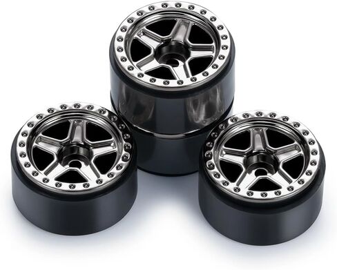 4PCS 1.0inch Wheel Rims RC Plastic 5-Spokes Beadlock Wheel Rim Hub for Axial SCX24 Deadbolt All 1/24 Scale RC Crawler Upgrade Parts Accessories (Titanium) in Kuwait