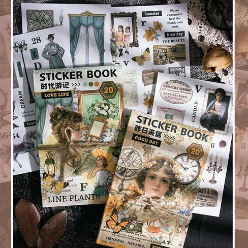 Junk Journal Stickers for Scrapbooking, 20 Pages Over 200 Stickers Retro Flower Butterfly Nature Poem Stamp Letter Decorative Stickers DIY Crafts Album Phone Cases Laptops Notebook (South Garden) in Saudi Arabia