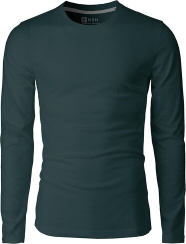 H2H Mens T-Shirts - Light Weight and Comfortable Crew Neck Long Sleeve Slim Fit Gray US L/Asia XL (CMTTL137) in Saudi Arabia