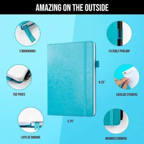 Scribbles That Matter A5 Bullet Dotted Journal Notebook | Vegan Hard Cover, 120gsm bleedproof thick paper, 150 pages, 5.75 x 8.5in, 2 bookmarks, tab stickers, penloop | For Work | Navy Blue in Saudi Arabia