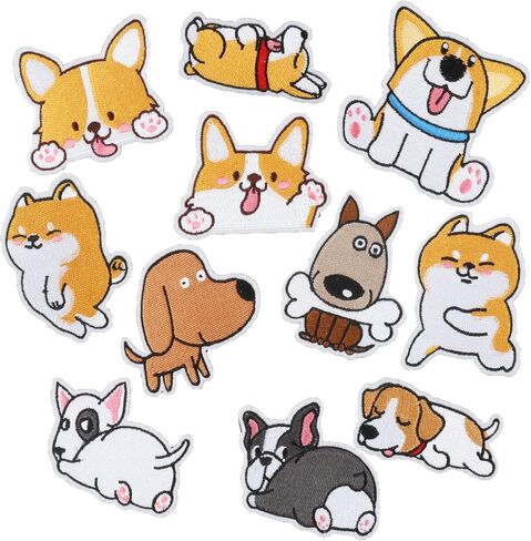 Sewing Repair Patches for Clothing, Self-Adhesive Embroidered Decorative Patches for Covering Holes, Cute Dog Patches for Down Jacket Tent Clothes Bags Cushion, 9pcs in Saudi Arabia