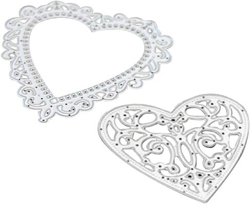 يموت القلب الفضي القلب المعدني الحب القلب القلب قطع الذرات الزنوجين DIY قالب الحرف لصنع البطاقات تصنيع الكتب الألبوم ديكور بطاقة الورق ديكور. in Kuwait