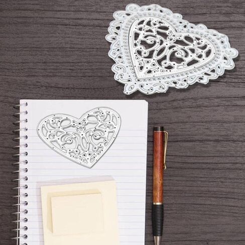 يموت القلب الفضي القلب المعدني الحب القلب القلب قطع الذرات الزنوجين DIY قالب الحرف لصنع البطاقات تصنيع الكتب الألبوم ديكور بطاقة الورق ديكور. in Kuwait