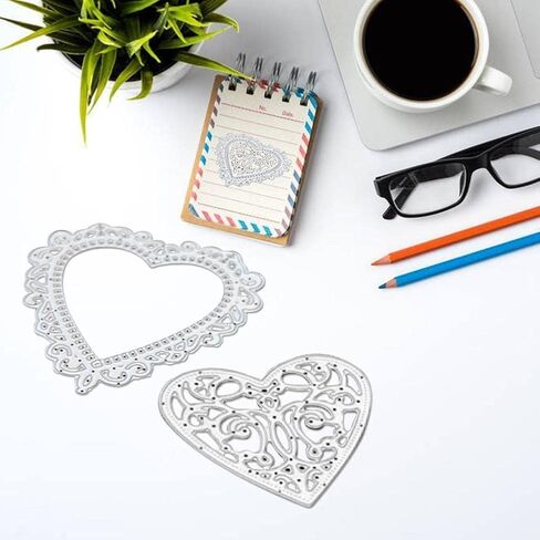 يموت القلب الفضي القلب المعدني الحب القلب القلب قطع الذرات الزنوجين DIY قالب الحرف لصنع البطاقات تصنيع الكتب الألبوم ديكور بطاقة الورق ديكور. in Kuwait