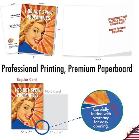 NobleWorks Assorted 3 Pack, Funny Naughty Retro Birthday Cards for Women with 5 x 7 Inch Envelopes (3 Designs, 1 Each) Laughing Ladies VC2807BDG-C1x3 in Kuwait