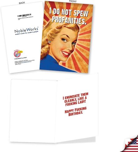 NobleWorks Assorted 3 Pack, Funny Naughty Retro Birthday Cards for Women with 5 x 7 Inch Envelopes (3 Designs, 1 Each) Laughing Ladies VC2807BDG-C1x3 in Kuwait