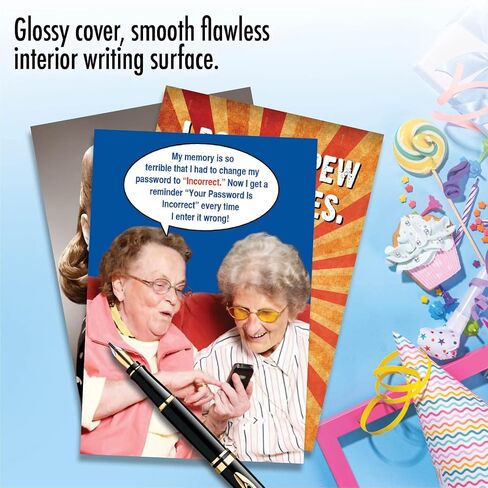 NobleWorks Assorted 3 Pack, Funny Naughty Retro Birthday Cards for Women with 5 x 7 Inch Envelopes (3 Designs, 1 Each) Laughing Ladies VC2807BDG-C1x3 in Kuwait