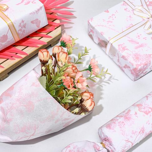 Whaline 100 Sheet Blue Floral Tissue Paper Chinoiserie Gift Wrapping Paper Blue Bird Butterfly Packaging Paper DIY Art Craft Paper for Baby Shower Wedding Birthday Party Decoration, 13.7x19.6 Inch in Saudi Arabia
