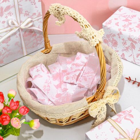 Whaline 100 Sheet Blue Floral Tissue Paper Chinoiserie Gift Wrapping Paper Blue Bird Butterfly Packaging Paper DIY Art Craft Paper for Baby Shower Wedding Birthday Party Decoration, 13.7x19.6 Inch in Saudi Arabia