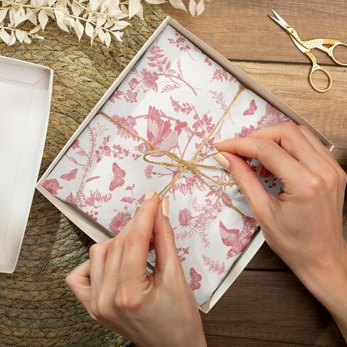 Whaline 100 Sheet Blue Floral Tissue Paper Chinoiserie Gift Wrapping Paper Blue Bird Butterfly Packaging Paper DIY Art Craft Paper for Baby Shower Wedding Birthday Party Decoration, 13.7x19.6 Inch in Saudi Arabia