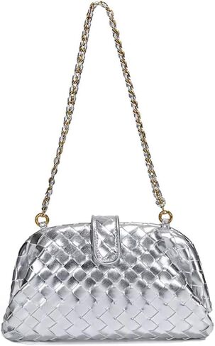 Small Metallic Glossy PU Leather Shoulder Bag Clutch Handbags for Women Fashion Chain Ladies Purse in Saudi Arabia