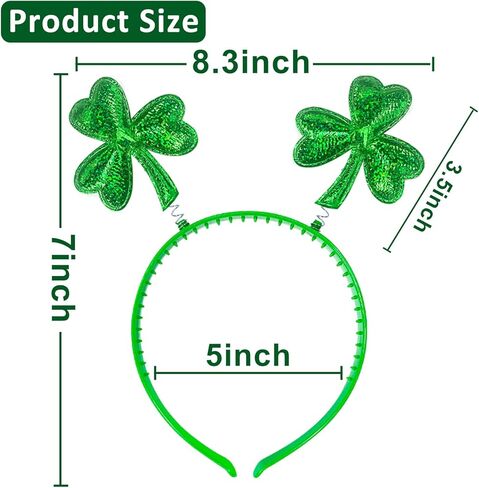 Camlinbo 6 Pack St. Patrick's Day Shamrocks Headbands Accessories, Irish Green Boppers Headwear Hats for Women Men Kids St. Patrick's Day Clover Headband Costume Girls Party Favor Supplies Dressing-up in Saudi Arabia