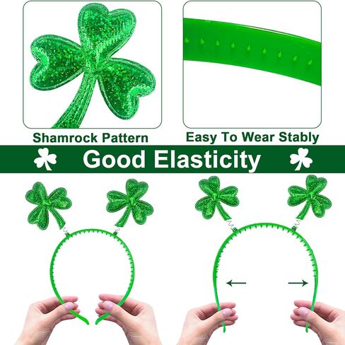 Camlinbo 6 Pack St. Patrick's Day Shamrocks Headbands Accessories, Irish Green Boppers Headwear Hats for Women Men Kids St. Patrick's Day Clover Headband Costume Girls Party Favor Supplies Dressing-up in Saudi Arabia