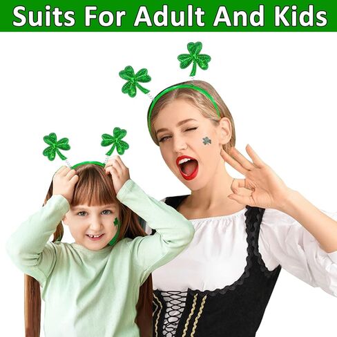 Camlinbo 6 Pack St. Patrick's Day Shamrocks Headbands Accessories, Irish Green Boppers Headwear Hats for Women Men Kids St. Patrick's Day Clover Headband Costume Girls Party Favor Supplies Dressing-up in Saudi Arabia