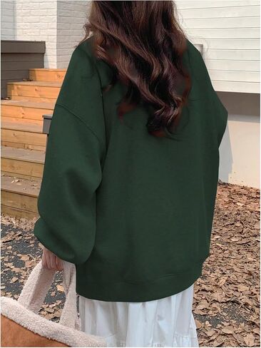 Women's Oversized Sweatshirts Bow Embroidery Long Sleeve Crewneck Sweatshirt Pullovers Trendy in Saudi Arabia