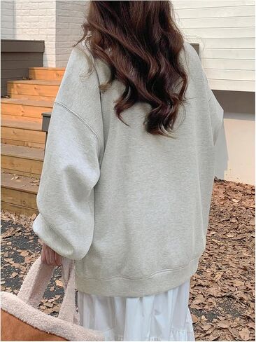 Women's Oversized Sweatshirts Bow Embroidery Long Sleeve Crewneck Sweatshirt Pullovers Trendy in Saudi Arabia