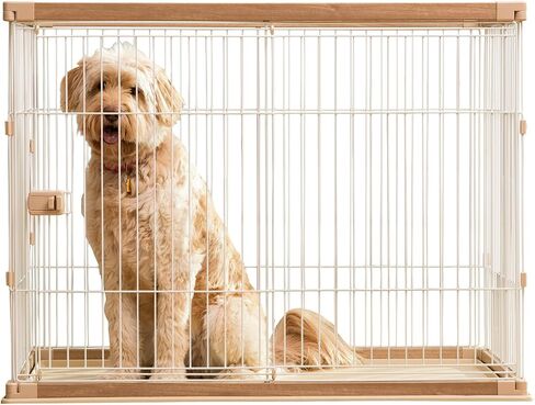 IRIS USA Modern Wooden Dog Crate – Stylish Furniture-Style Indoor Kennel & End Table for Small to Medium Dogs, Secure Enclosed Pet Cage with Sliding Door, Dark Brown in Saudi Arabia