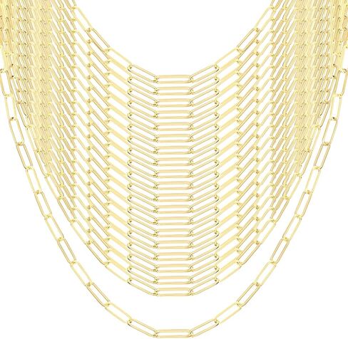 Quelay 20pcs Paperclip Chain Necklace Plated Chains Bulk Alloy Link Cable Necklace for Jewelry DIY Making Supplies Accessories in Saudi Arabia