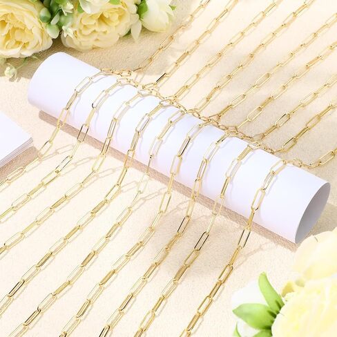 Quelay 20pcs Paperclip Chain Necklace Plated Chains Bulk Alloy Link Cable Necklace for Jewelry DIY Making Supplies Accessories in Saudi Arabia