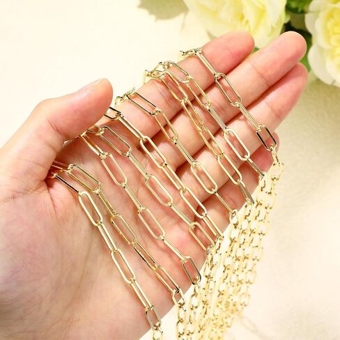 Quelay 20pcs Paperclip Chain Necklace Plated Chains Bulk Alloy Link Cable Necklace for Jewelry DIY Making Supplies Accessories in Saudi Arabia