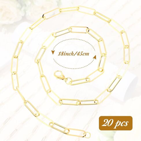 Quelay 20pcs Paperclip Chain Necklace Plated Chains Bulk Alloy Link Cable Necklace for Jewelry DIY Making Supplies Accessories in Saudi Arabia
