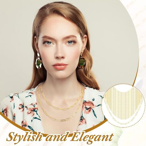 Quelay 20pcs Paperclip Chain Necklace Plated Chains Bulk Alloy Link Cable Necklace for Jewelry DIY Making Supplies Accessories in Saudi Arabia