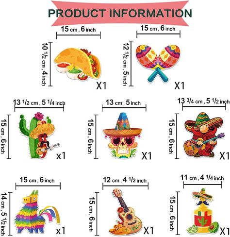 Pre-strung Taco Birthday Party Decorations, with 1pcs Fiesta Happy Birthday Banner, 8pcs Cinco De Mayo Hanging Swirls, Mexican Birthday Party Decorations, Fiesta Birthday Party Decorations in Kuwait