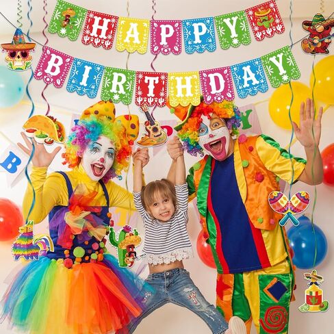 Pre-strung Taco Birthday Party Decorations, with 1pcs Fiesta Happy Birthday Banner, 8pcs Cinco De Mayo Hanging Swirls, Mexican Birthday Party Decorations, Fiesta Birthday Party Decorations in Kuwait