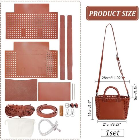 حقائب اليد Wadorn Pu الجلدية صنع مجموعة ، كيس Crossbody Bag Kit يدويًا مصنوعة يدويًا كيس كتف كيس خياطة كيس سعة كبيرة من صنع مجموعات لعيد ميلاد المرأة ، 5.9x8.2x11 بوصة ، الشوكولاتة in Kuwait