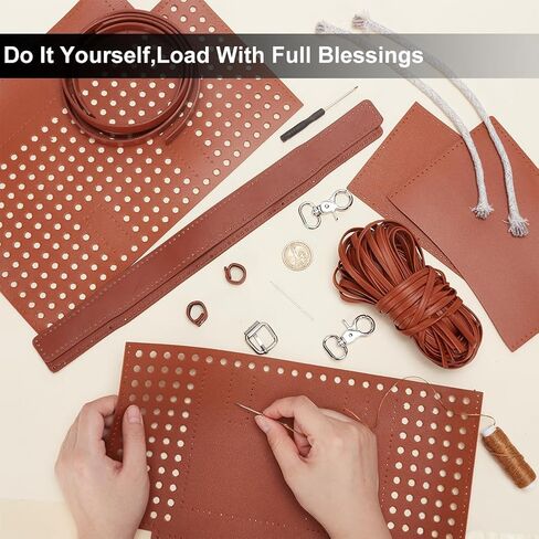 حقائب اليد Wadorn Pu الجلدية صنع مجموعة ، كيس Crossbody Bag Kit يدويًا مصنوعة يدويًا كيس كتف كيس خياطة كيس سعة كبيرة من صنع مجموعات لعيد ميلاد المرأة ، 5.9x8.2x11 بوصة ، الشوكولاتة in Kuwait