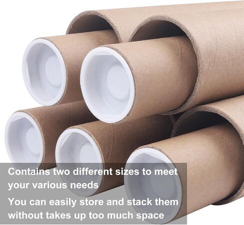 Mailing Tubes with Caps,10 Pack 2x30-Inch &1.5x24-Inch Kraft Paper Poster Tube for Shipping, Packing, Bulk Round Packaging, Cardboard Mailers, Art Prints, Maps, Blueprint in Saudi Arabia