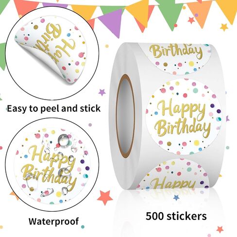 Heyfibro 500 PCS 1.5 بوصة ملصق عيد ميلاد سعيد للحفلة ، وتعبئة الهدايا ، وإغلاق المغلف ، ودش الطفل (نص) in Kuwait
