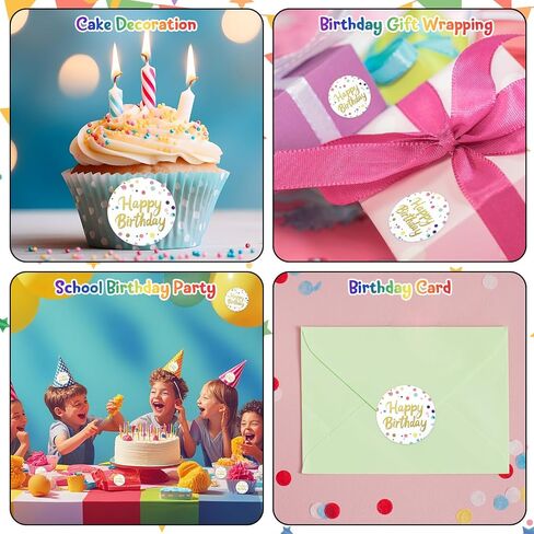 Heyfibro 500 PCS 1.5 بوصة ملصق عيد ميلاد سعيد للحفلة ، وتعبئة الهدايا ، وإغلاق المغلف ، ودش الطفل (نص) in Kuwait