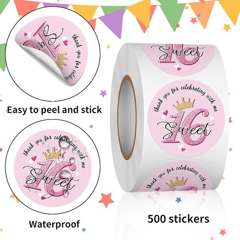 Heyfibro 500 PCS 1.5 بوصة ملصق عيد ميلاد سعيد للحفلة ، وتعبئة الهدايا ، وإغلاق المغلف ، ودش الطفل (نص) in Kuwait