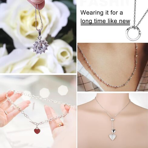 Necklace Chains for Jewelry Making, 111.5 Feet 15 Rolls Stainless Steel Jewelry Chains for DIY Necklace Bracelet Jewelry Making Accessories with Stainless Steel Jump Rings/Lobster Clasps/Connectors in Saudi Arabia